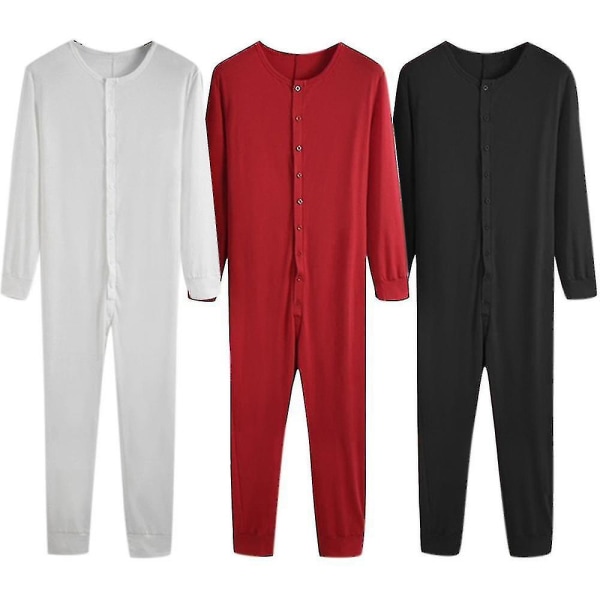 One Piece Long Johns Night Pyjamas för män -HG Black XL