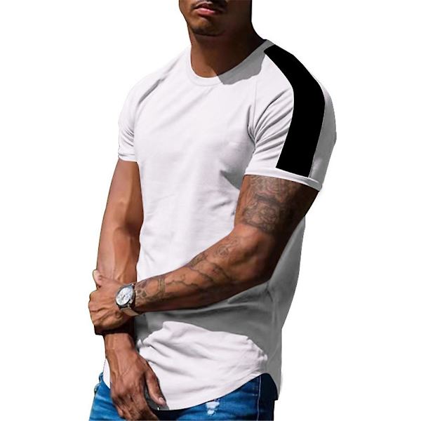 Herr T-shirt med Kort Ärm och Rund Hals för Fitness White XL