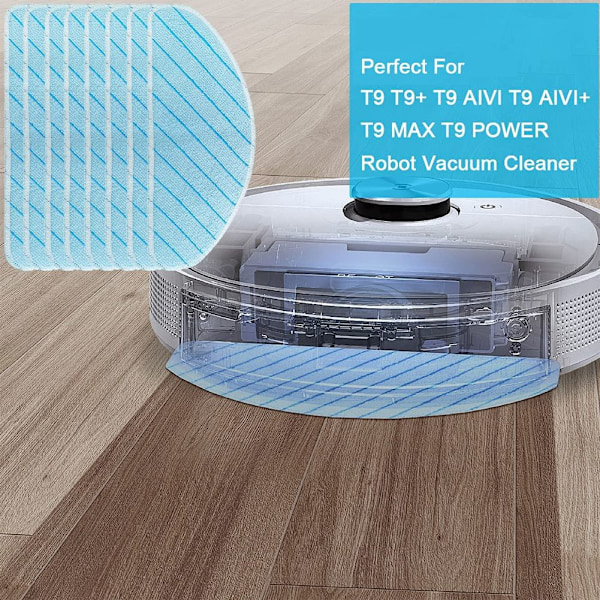 Tvättbara moppdynor Ersättning för Ecovacs Deebot T9+ T9 AIVI T9 AIVI+ T9 MAX T9 POWER Robotdammsugare, 8-pack