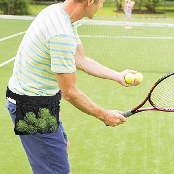 2 kpl tennispallopussi, säädettävä vyötäröinen Pickleball-laukku, johon mahtuu 6-8 palloa | Tennispallopussi sopii kaikille vyötäröille 2 Pcs Single