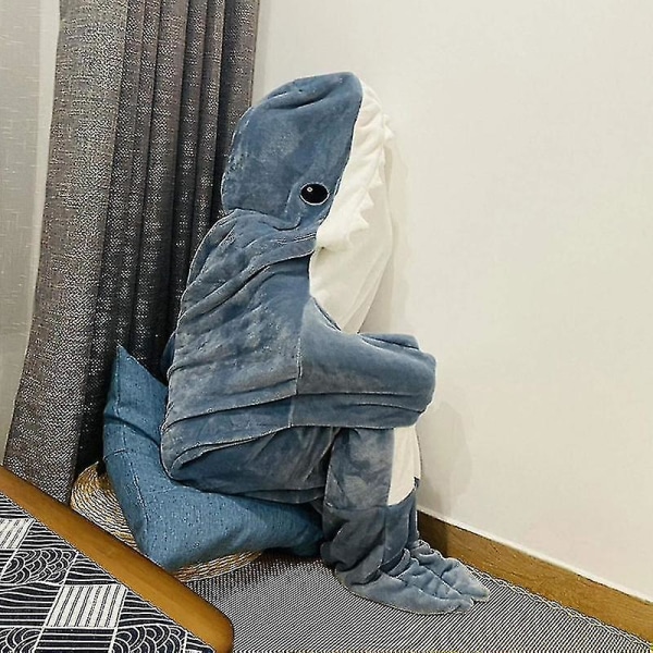 Shark Blanket Hoodie Vuxen - Shark Onesie Adult Bärbar filt - Shark Blanket Super Soft Cozy Fla -ES 170cm