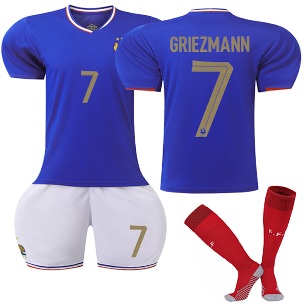 2024 Franska landslaget hemma Griezmann fotbollsdräkt set 22(120-130cm)