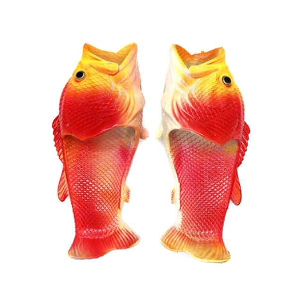 Unisex simulering 3d fisk tofflor sommar roliga mode flip flops för utomhus Red 24-25