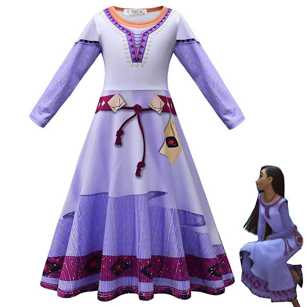 6-12 år Barn Jenter Ønske Asha Princess Dress Cosplay Halloween Karneval Fest Kostyme Fancy Dress Gaver 10-12 Years