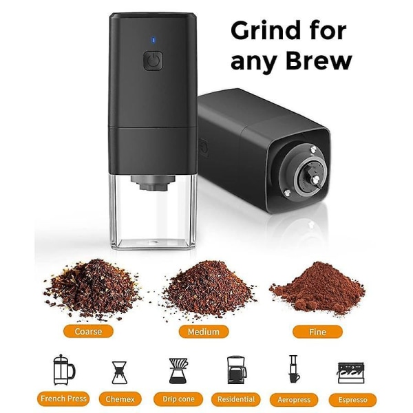 Bærbar Usb Genopladelig Kaffekværn Cafe Automatisk Elektrisk Kaffebønner Peberkværn Machi Black
