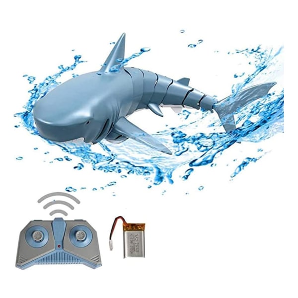 RC Mini Shark Boat - 1:18 2,4G vanntett elektrisk leketøy for barn (blå)