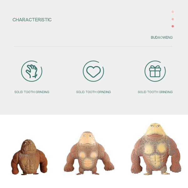 Simulerings-Squish Strækbar Svampagtig Squishy Abe Gorilla Stressaflastende Legetøj Vent Dukke Brown 12*12