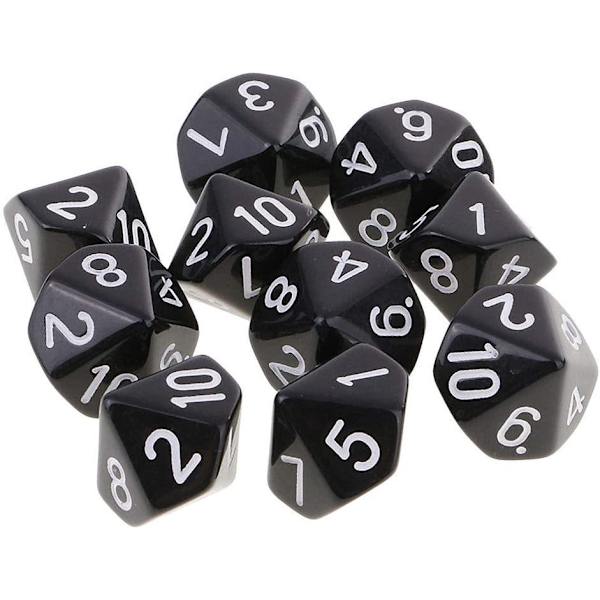 Yourandoll 10 kpl D10 polyhedral set - musta DND RPG -lautapeleihin