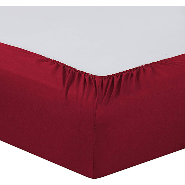 Sengesett 140 X 200 Cm - Farge: Rød 4 Elastiske Hjørner