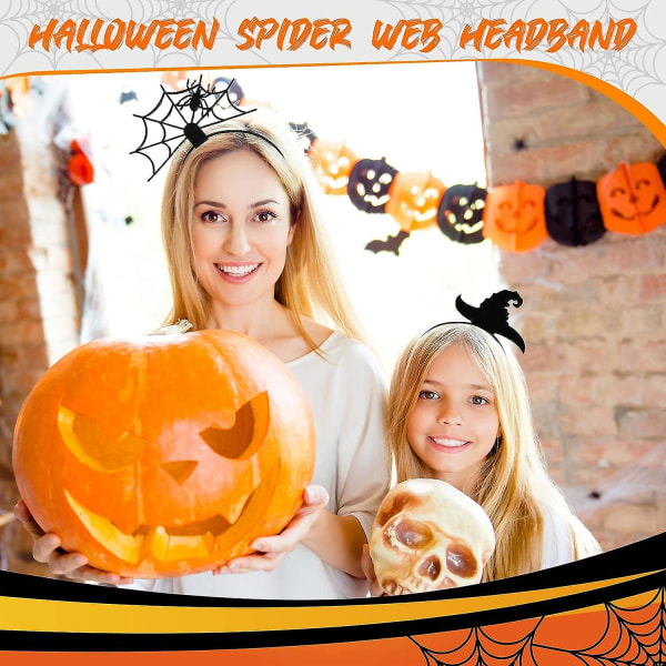 Spider Web Pandebånd Hekse Hat Sæt: Uhyggeligt hårtilbehør