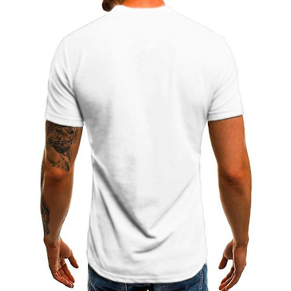 Herre polo skjorte kortermet t-skjorte sommer golf topper White XL