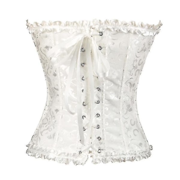 Tube Top Jacquard Gothic Palace Korsett Väst Shapewear Korsett -ge White M