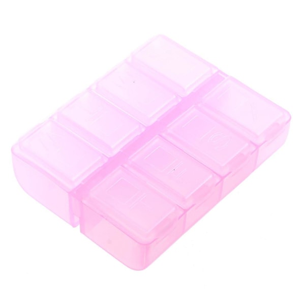 Plast rektangel 8 fack 7 Days Medicine Pill Box Rosa