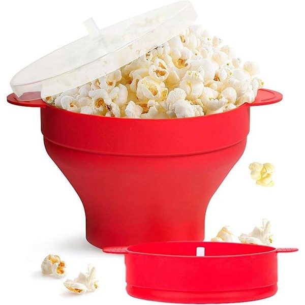 Popcorn Popper Maker Mikrovågsugn Silikon Hopfällbar Skål Behållare m/Lock Kök