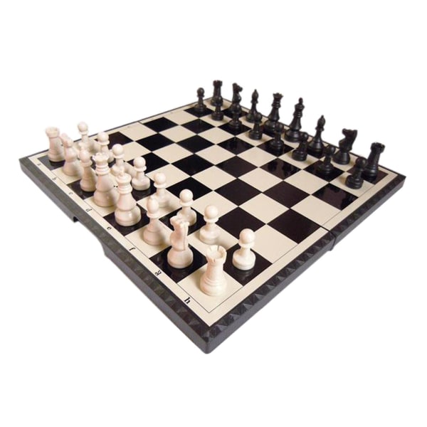 Klassisk 11" skaksæt magnetiske skakstykker Underholdningsbrætspilslegetøj Black and White 28.5x28.5x1.5CM