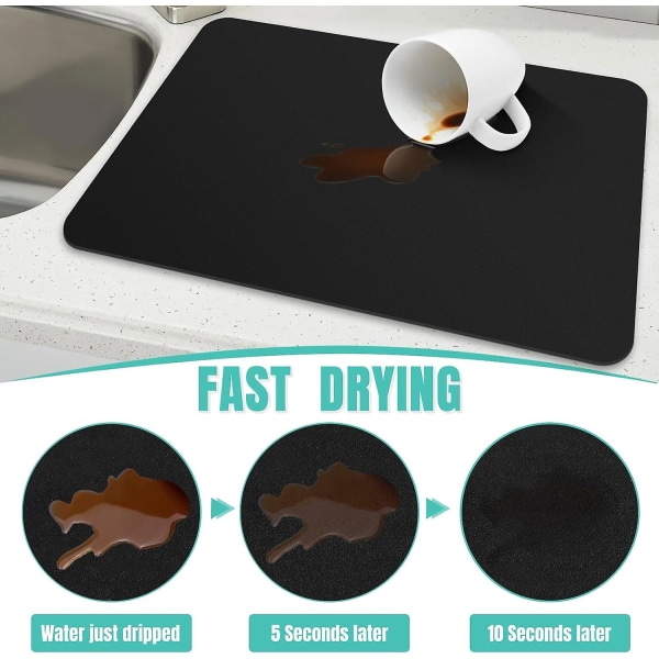 Kaffematte Superabsorberende Tørkematte Kaffebar Tilbehør Passer med kaffetrakter Kaffemaskin Kaffekanne Stor tørkematte til kjøkken Khaki 30x40cm