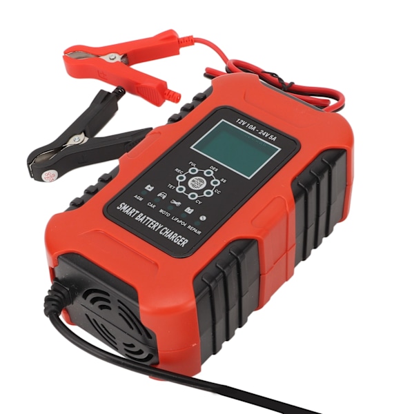 Smart Batterilader Automatisk Opladning Digitalt Display 7 Trin AC 100‑240V til Bil EU Stik