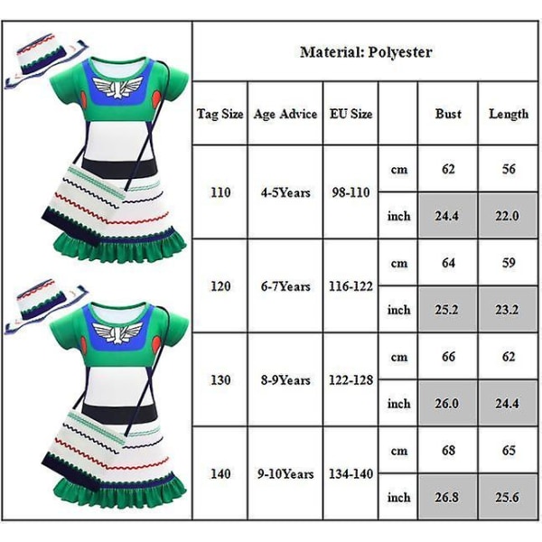 4-10 år Barn Jenter Buzz Lightyear Cosplay-kostymekjole + lue + veske 4-5 Years