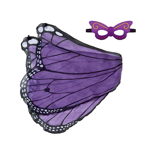 Kids Girl Butterfly Wings Cape med mask Fairy Pixie Cosplay Costume-W1