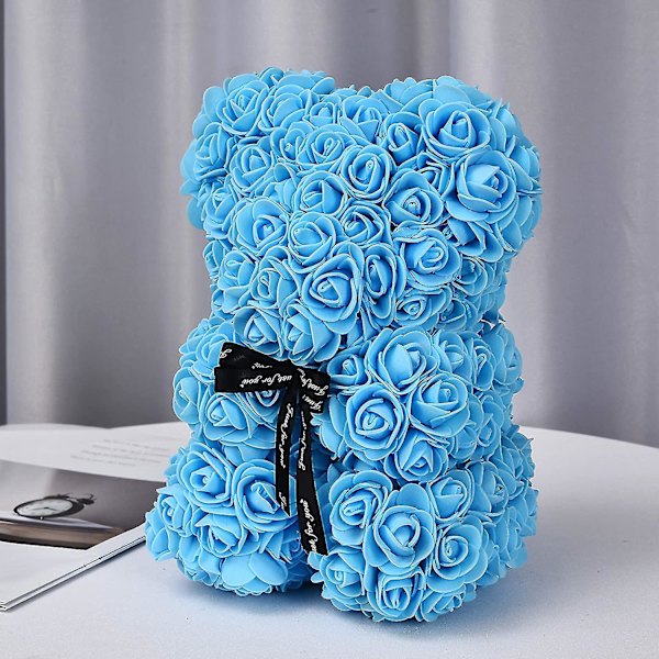 Rose Bear - Rose Teddy Bear 10 Inch Hugz Teddy Flower Bear Blue