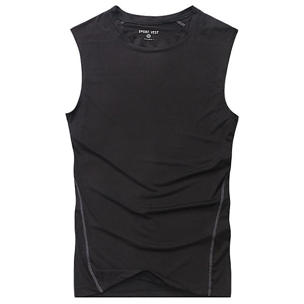 Herrar Toppar Baslager Väst Ärmlös T-shirt Gym Sport Tank Tops Black M