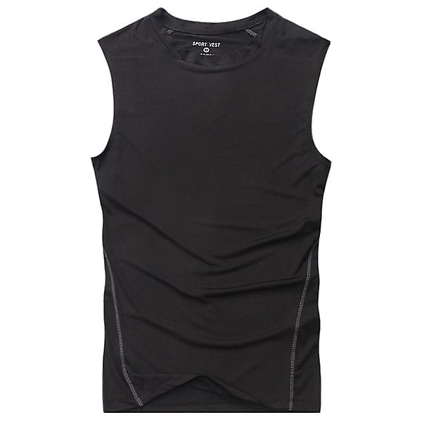 Mænds Base Layer Vest Ærmeløs T-shirt Gym Sport Tank Tops Black S