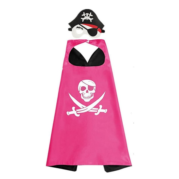 Piratkostume til børn, klassisk piratkappe Cosplay Cape skeletkappe+hat+øjenlapper til Halloween festgaver-B