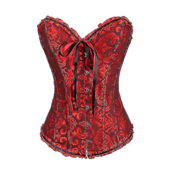 Tube Top Jacquard Gothic Palace Corset Vest Shapewear Corset -ge Black*Red S