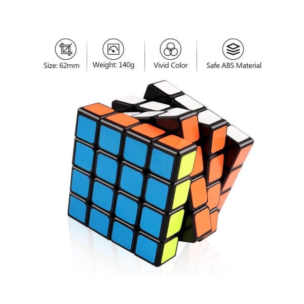 Xelparuc Speed ​​Cube 4x4 - Musta 6-värinen aivojumppa
