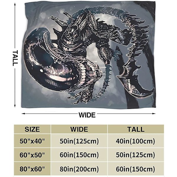 Snorlax Fleece Tæppe Ultra-blødt Mikro Tæppe Varmt Kast Tæppe Kompatibelt Med Voksne -sintee-alien-xenomorph- -u156 -ES 80x60in 200x150cm
