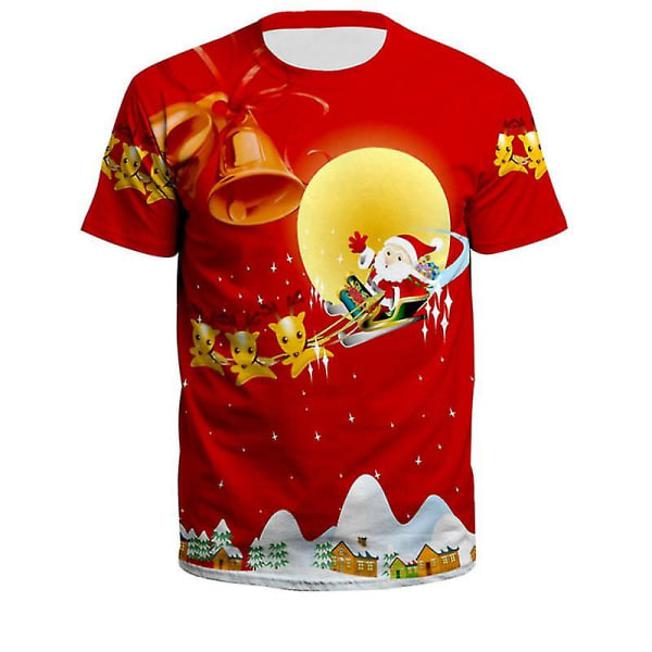 Lady Men Christmas 3d Print Kortermet T-skjorte topper K 2XL