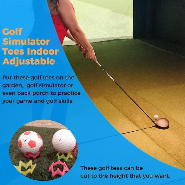 Golf Simulator Tees, 19 stk. Øvelse til græstørv og driving range indendørs Tee Golf Tees
