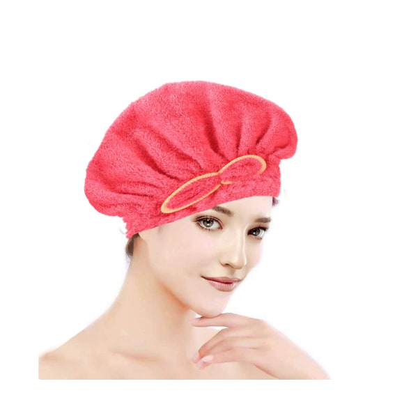 Hårtørrende håndklæde 3 pakker, hurtigtørrende mikrofiber hårhåndklæde, superabsorberende hårhåndklæde-rød