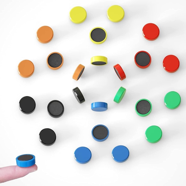 Pakke med 60 magneter, tavlemagneter, magneter til magnetkort, magneter, køleskab, farverige runder mixed color