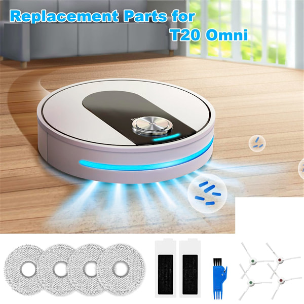 Tilbehørssett for Ecovacs Deebot T20 Omni/T20/T20 Max/T20 Pro robotstøvsugere HEPA-filtre Sidebørster Moppekluter