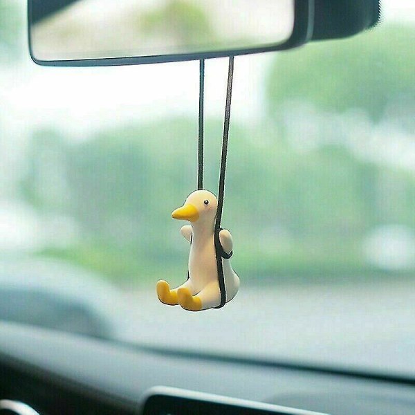 Little Duck Swing Car Pendant Dekor Cute Duck Auto Rear View Mirror Pend A