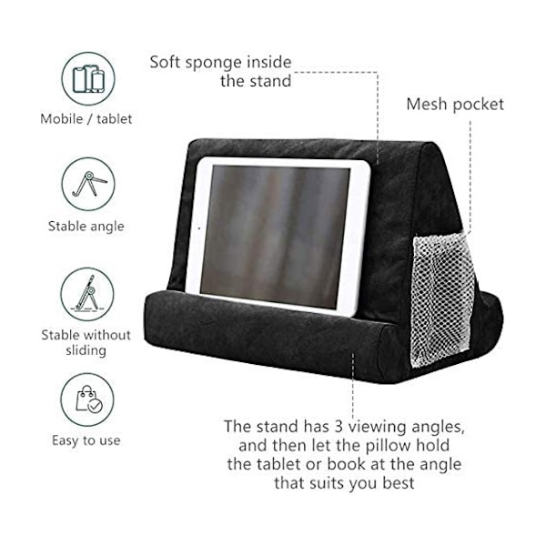 Myk pute for IPads, telefonpute Lap Stand Tablet Stand Puteholder, Brukes på seng, skrivebord, bil, sofa, fange, gulv, sofa-grønn