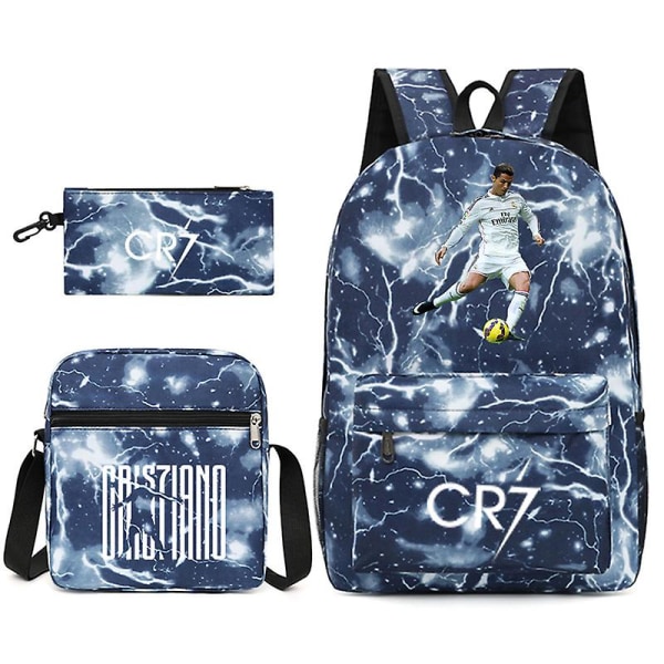 Fotbollsstjärna C Ronaldo Cr7 ryggsäck med printed runt studenten Tredelad ryggsäck. raiden 2 threepiece suit