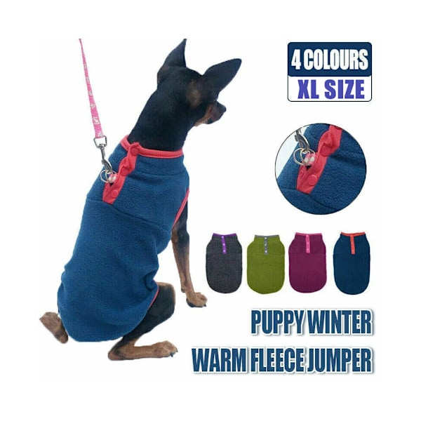 XL Pet Hund Hvalp Vinter Varmt Fleece Jumper Vest Frakke Jakke Tøj - Pink