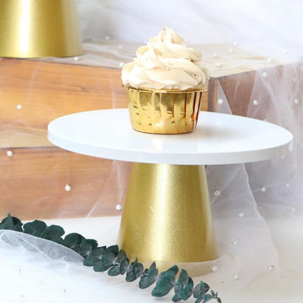 Metallisk kakefat Rund Sockel Dessert Holder Cupcake Display Stativ Bakeware Til Bursdag Bryllup