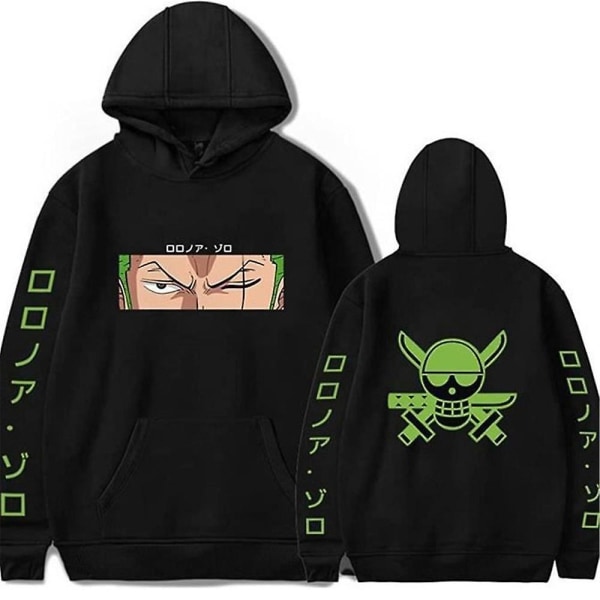 One Piece Luvtröjor Vuxna Casual Roronoa Zoro Printed Sweatshirt Toppar Långärmad Huvtröja Presenter L