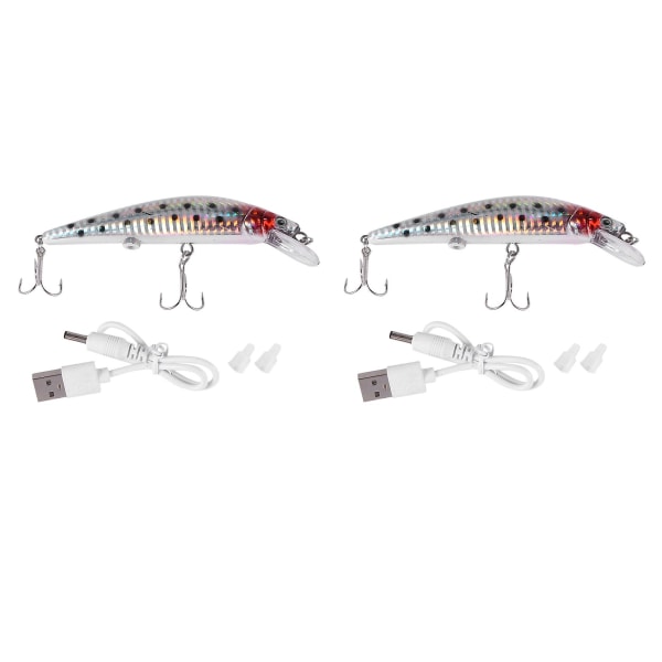 2x USB oppladbar Led Twitching Fish Lure Elektrisk agn Livslignende Vibrate Fishing Lure Triple Hoo