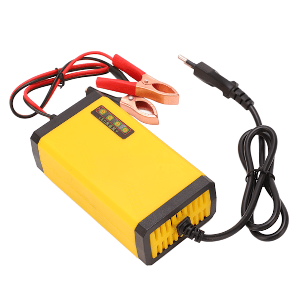 12V Smart Batterilader LCD-skjerm Multifunksjonell Bilbatterivedlikeholder EU-plugg 220V