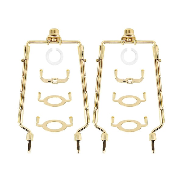 7 tums lampskärm Harphållare Justerbar Lamp Harp Kit E14,e26,e27 Light Base Adapter Gold Horn Fram -ES Gold