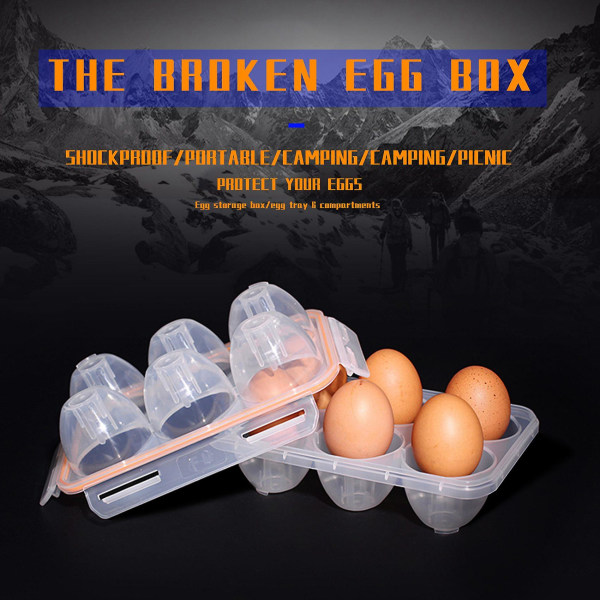 Bærbar camping stødsikker og lækagesikker 6 æg beholder æske Æg holder Æg opbevarings æske