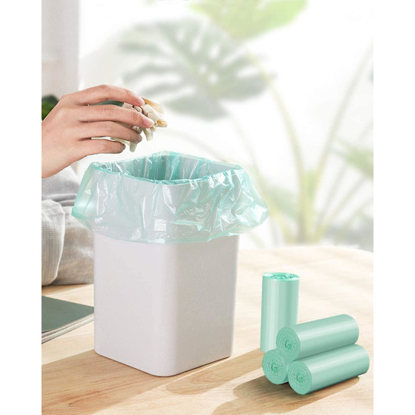 100 st Sopsäckar Stark Sopåsar, Badrumssopbehållare Foder, Plastpåsar Kompatibla Med Kontor, Papperskorg Foder Green