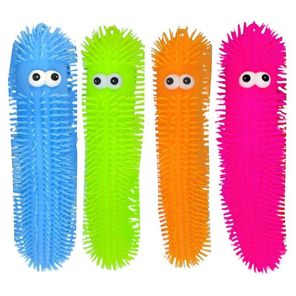 1 stk Light-up Caterpillar Stress Relief Leketøy Stretchy Fidget Nudler String Fargerike sensoriske leker Luminous Worm Fuzzy Up Baller