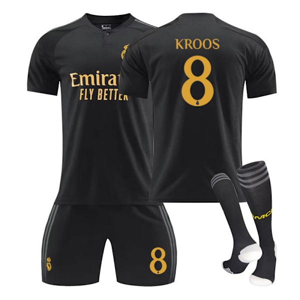 2324 Real Madrid Second Away Jersey Kortærmet Fotballdrakt Sett-Cross+sokk 16(90-100cm)