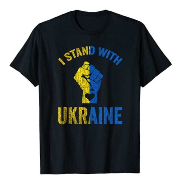 I Stand With Ukraine Lyhythihainen T-paita Unisex Top Black 4XL