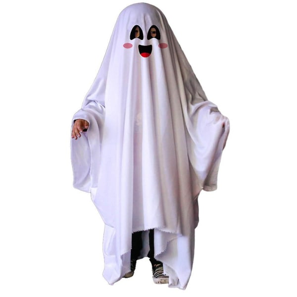 4-13 år Børn Drenge Piger White Ghost Cosplay Kostume Ghost Cloak Halloween Party Fancy Dress Gifts-B 8-13Years